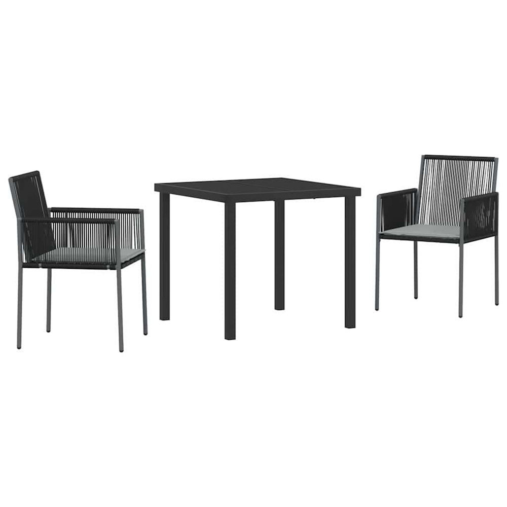 Ensemble de salle à manger pour jardin 3 pcs noir rotin pe