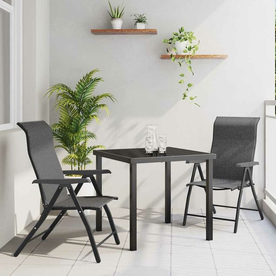 Ensemble de salle à manger pour jardin 3 pcs gris