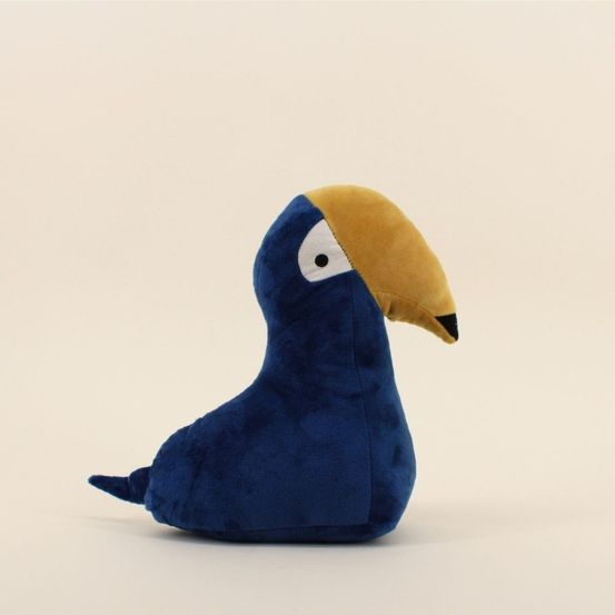 Cale porte en velours toucan bleu