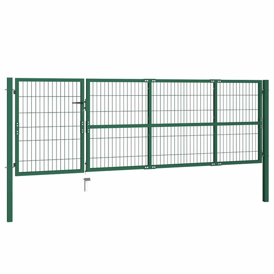 Portail de jardin avec poteaux 350 x 100 cm, acier vert