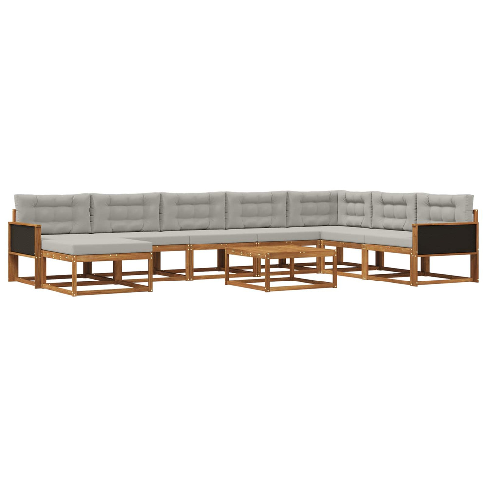 Ensemble de canapés d'extérieur 9 pcs naturel et gris clair