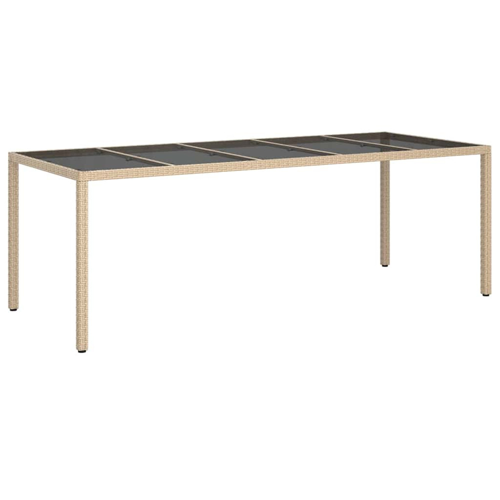 Table de jardin pour repas beige 250 x 100 x 75 cm polyrotin