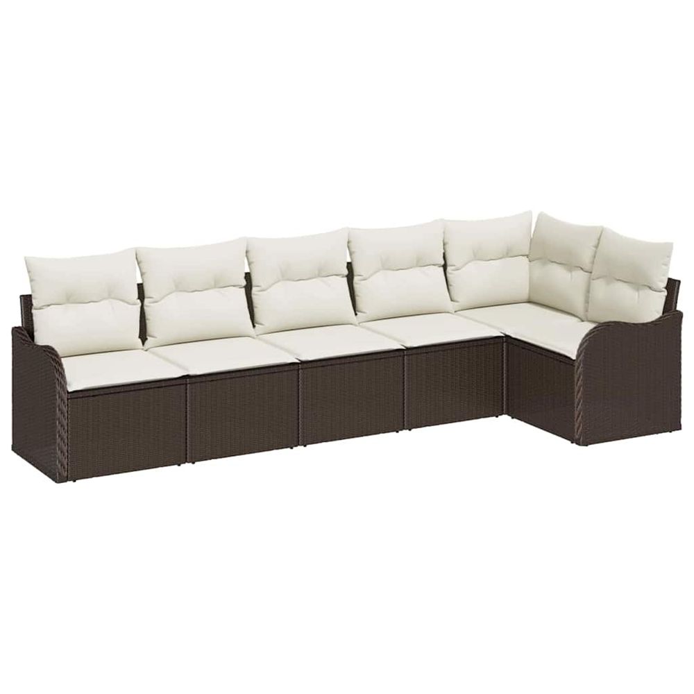 Ensemble de canapé de jardin 6 pc marron polyrotin