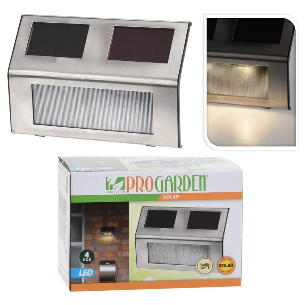 Lampes solaires à led 4 pcs acier inoxydable