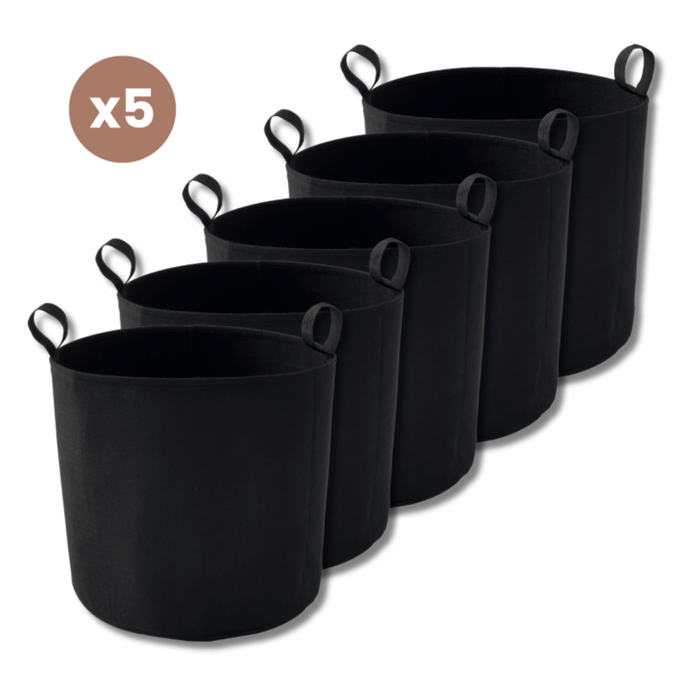 Lot de 5 sac plantation feutre géotextile ø 40 cm 50,3 l noir - bag 4 plant