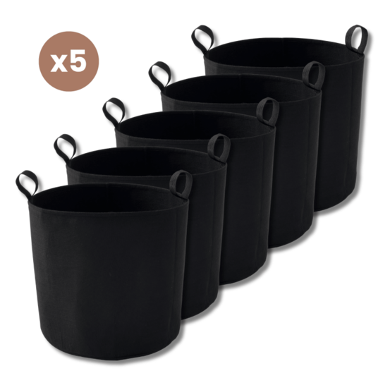 Lot de 5 sac plantation feutre géotextile ø 40 cm 50,3 l noir - bag 4 plant