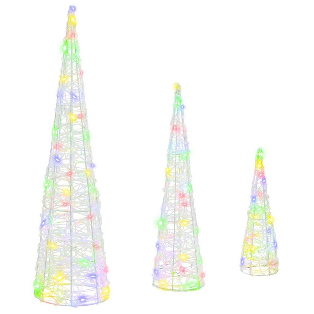 Sapin de noël 3 pc 90 led multicolore 20 x 20 x 80 cm acrylique