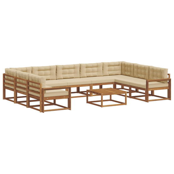 Ensemble de canapés d'extérieur 10 pcs naturel et beige