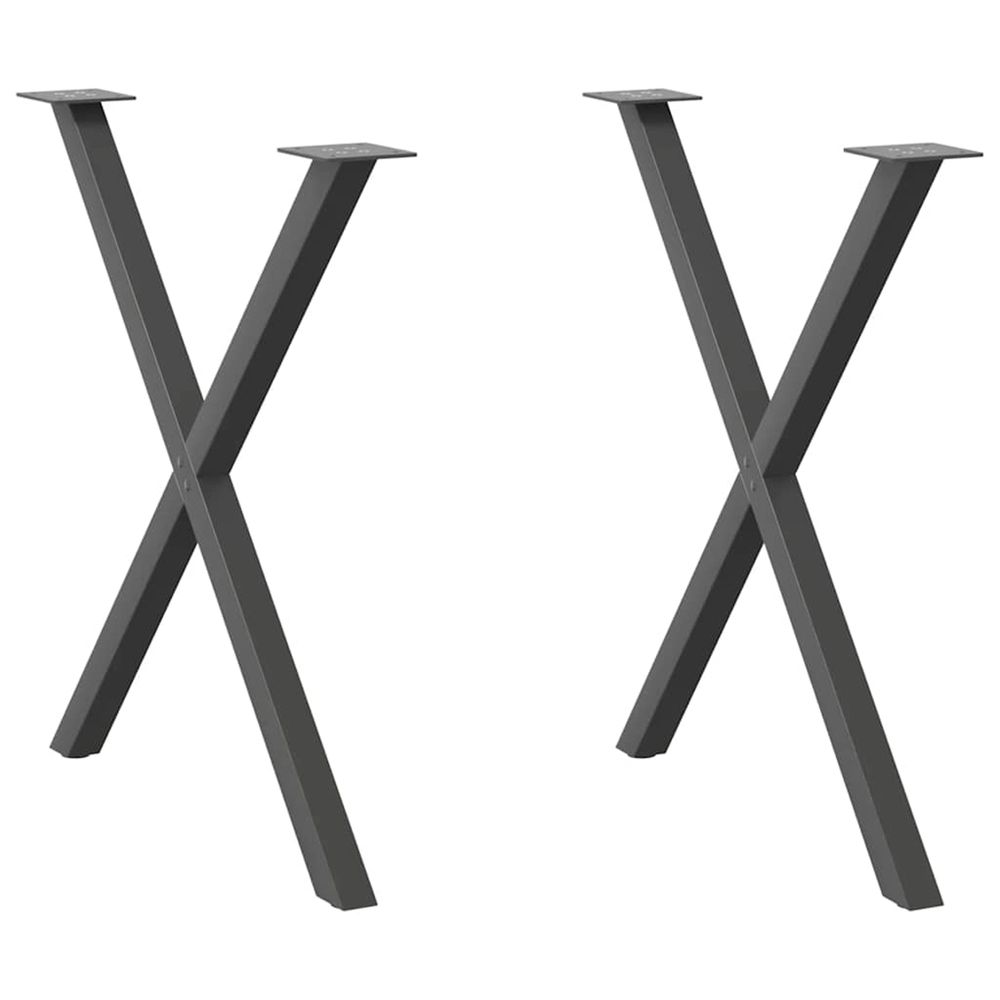 Pieds de table à manger en forme de x 2 pièces anthracite 70 x (72-73) cm acier