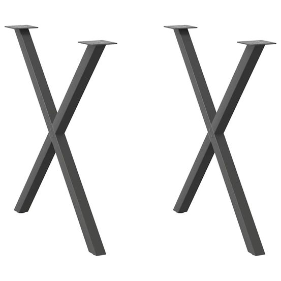 Pieds de table à manger en forme de x 2 pièces anthracite 70 x (72-73) cm acier