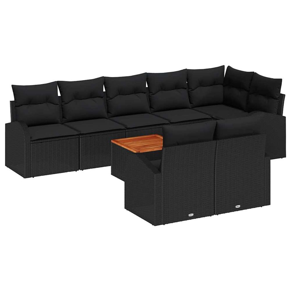 Ensemble de canapé de jardin 9 pc noir polyrotin