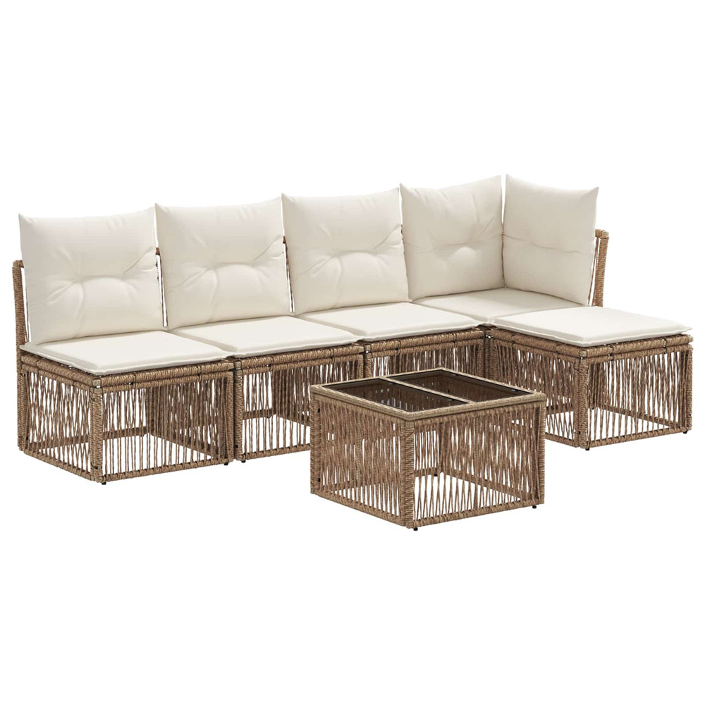 Ensemble de canapé de jardin 6 pcs beige polyrotin