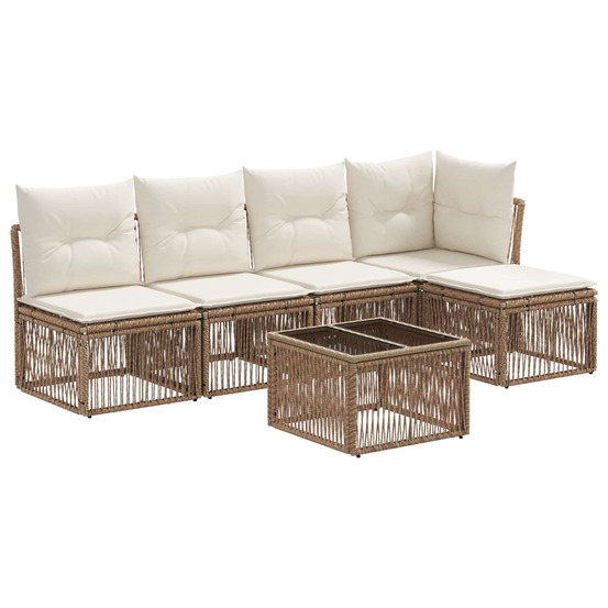 Ensemble de canapé de jardin 6 pcs beige polyrotin