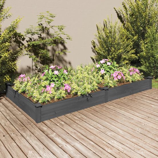 Carré potager xxl en bois de sapin avec doublure jardin gris 240x120 cm