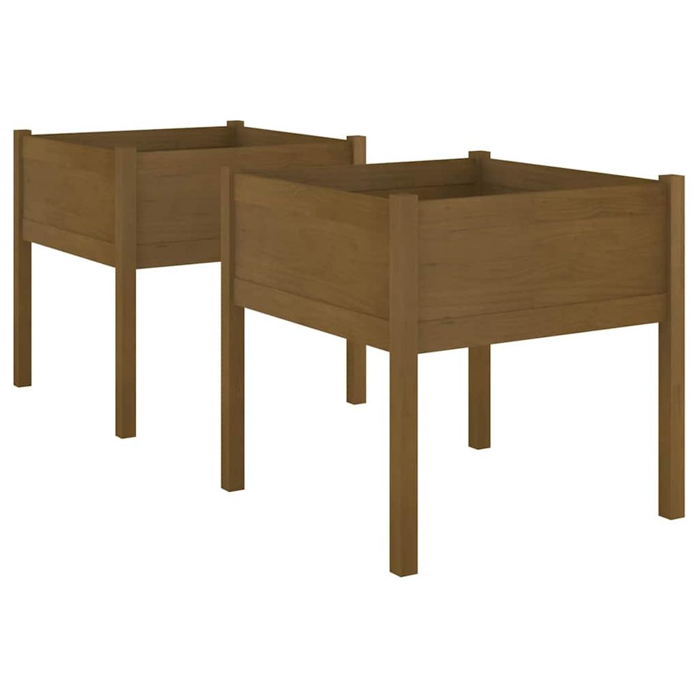 Jardinières 2 pcs marron miel 70x70x70 cm bois de pin massif
