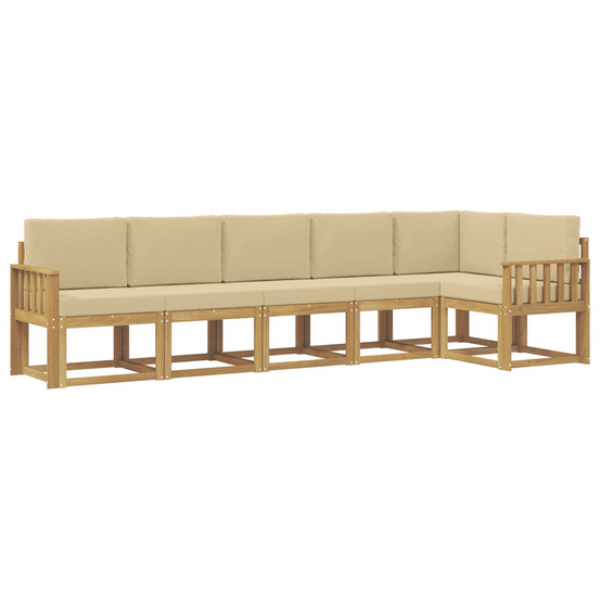 Ensemble de canapés d'extérieur 6 pcs blanc et beige polyester