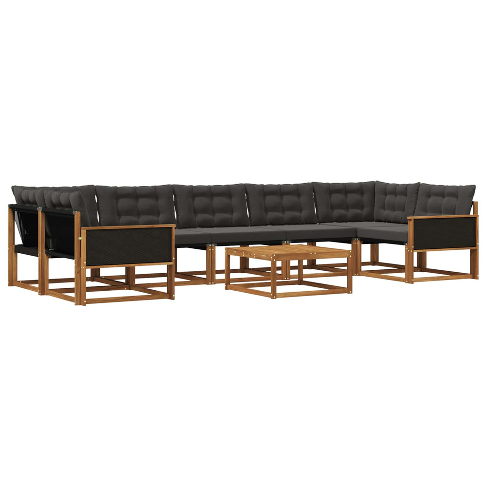 Ensemble de canapés d'extérieur 8 pcs naturel et noir