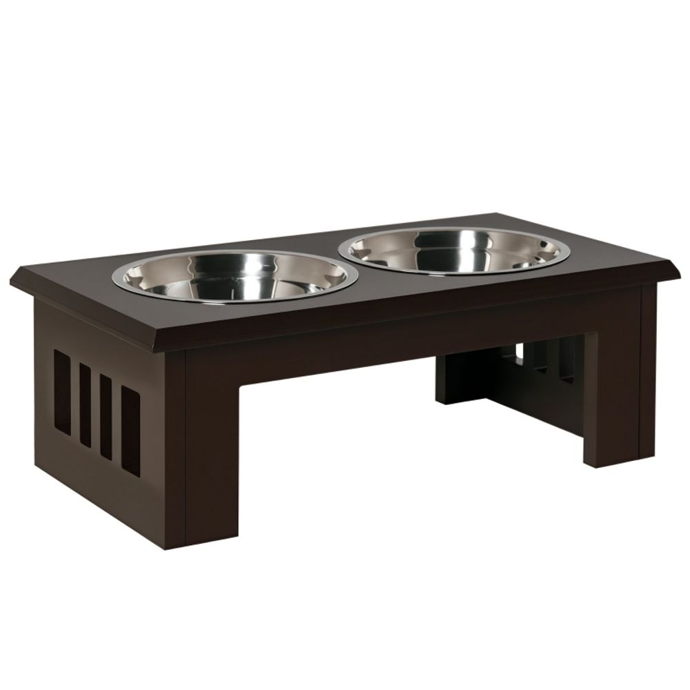 Porte-gamelle surélevé chien mdf inox double bol ergonomique 58cm - comfortxl pet living