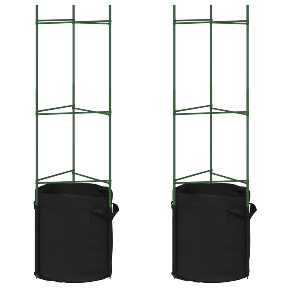 Cage à tomates avec sac à plantes 2 pcs 116 cm acier et pp