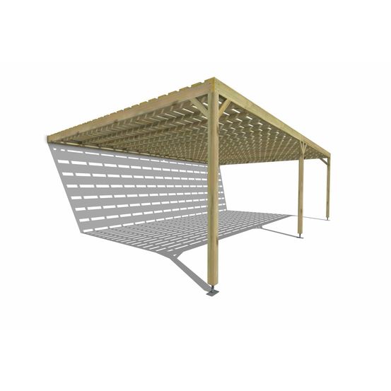 Pergola bois • 8m x 5m • adossée • sens profondeur • platelage bois • livraison comprise