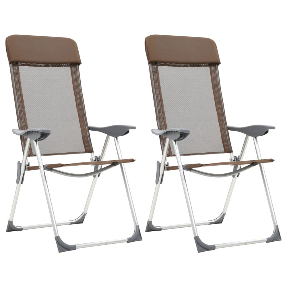 Chaises de camping pliables lot de 2 marron aluminium