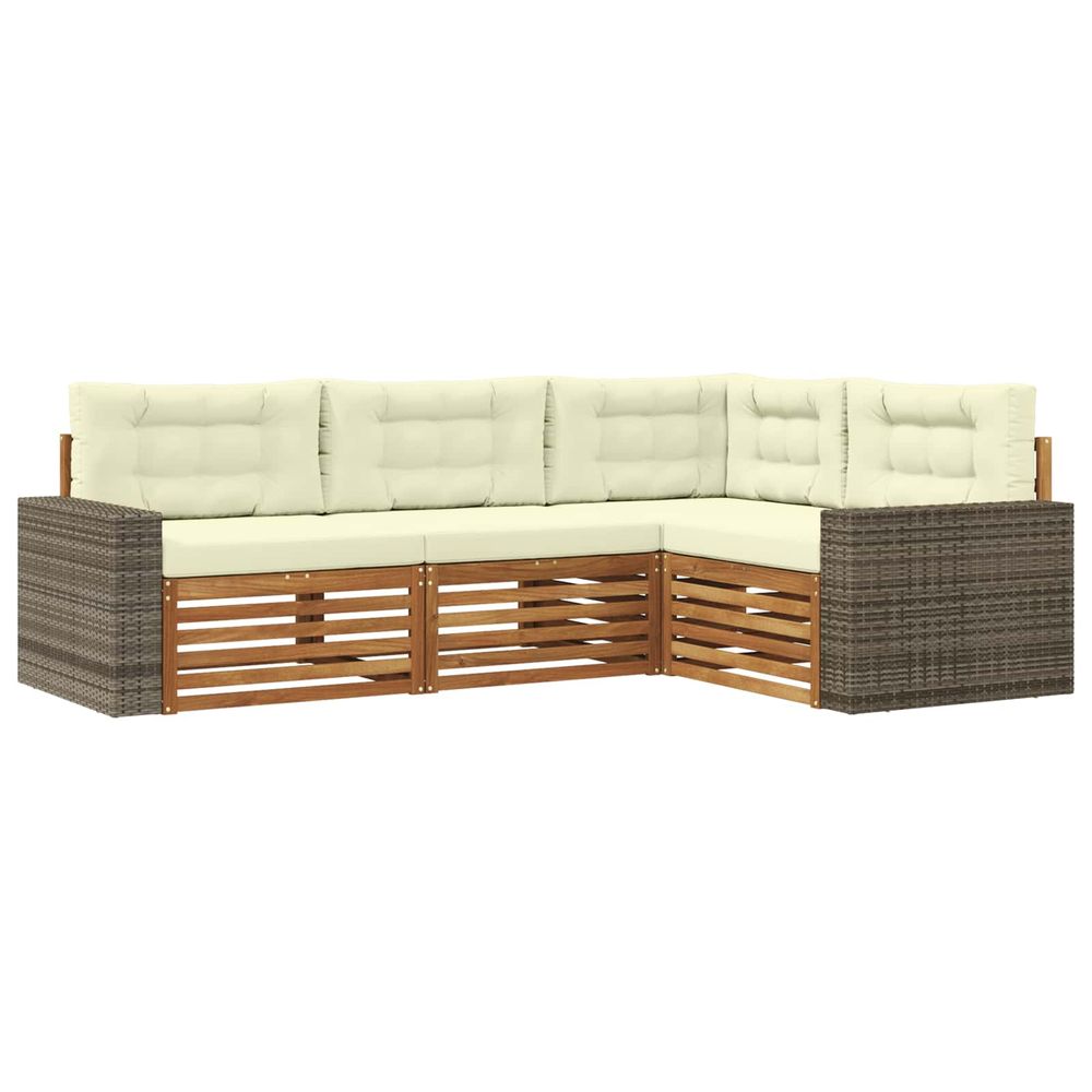 Ensemble de canapés d'extérieur 4 pc naturel et crème polyester