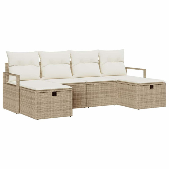 Ensemble de canapé de jardin 6 pcs beige poly rotin