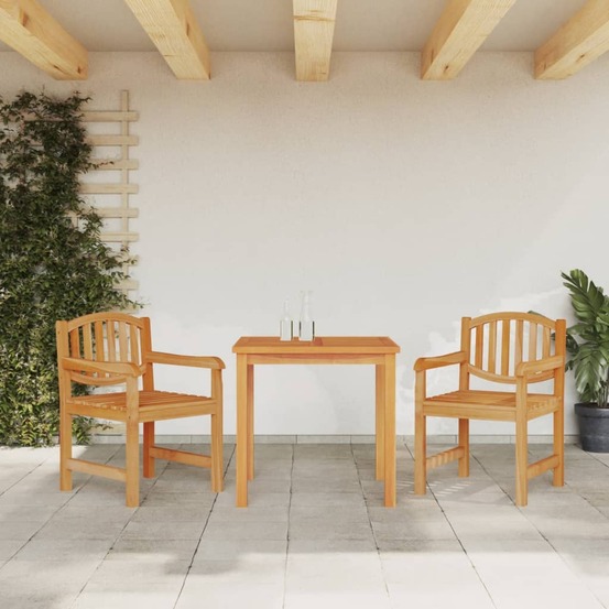 Ensemble à manger de jardin 3 pcs bois de teck massif