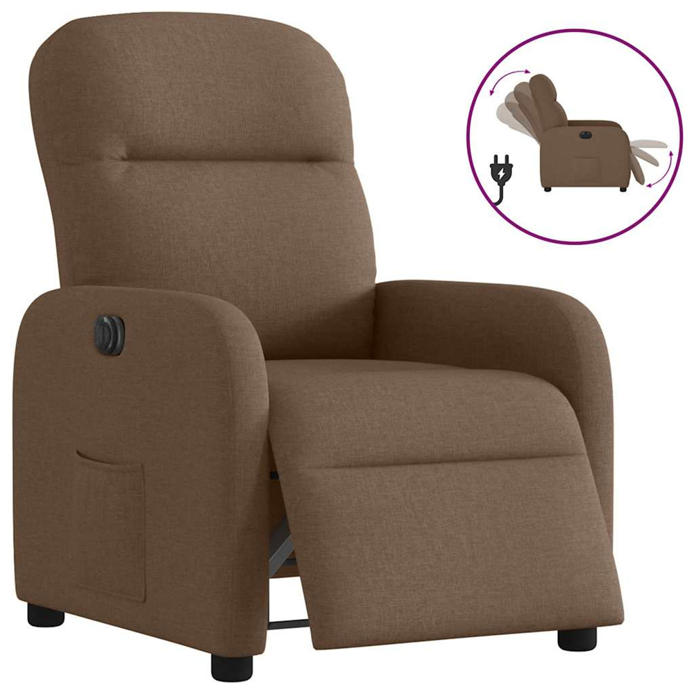 Fauteuil inclinable électrique marron tissu