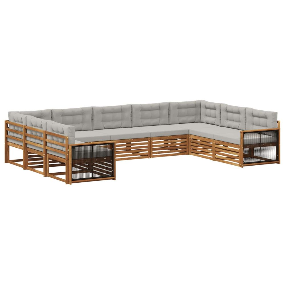 Ensemble de canapés d'extérieur 9 pc naturel et gris clair
