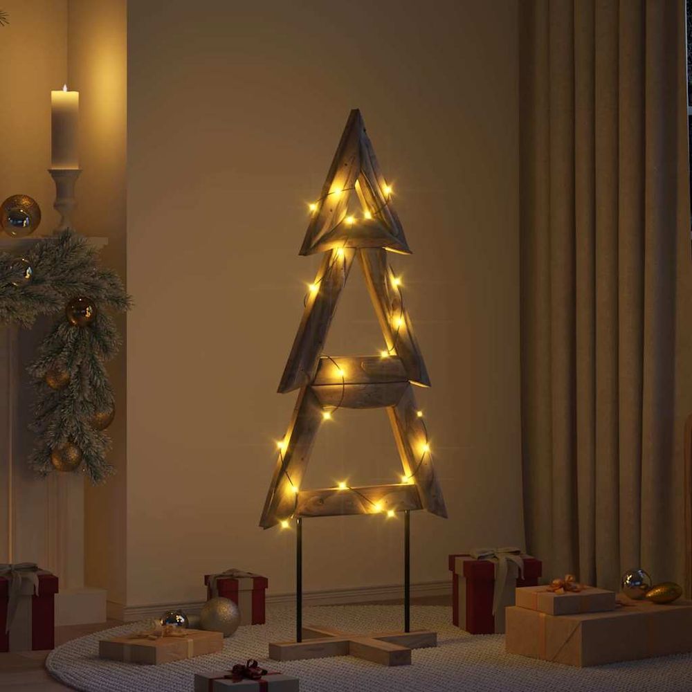 Sapin de noël en bois de teck massif décoration rustique pour salon 150 cm