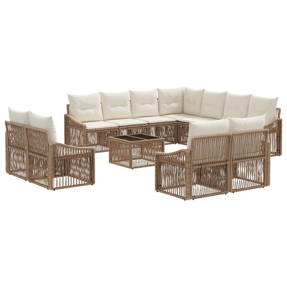 Ensemble de canapé de jardin 12 pc beige polyrotin