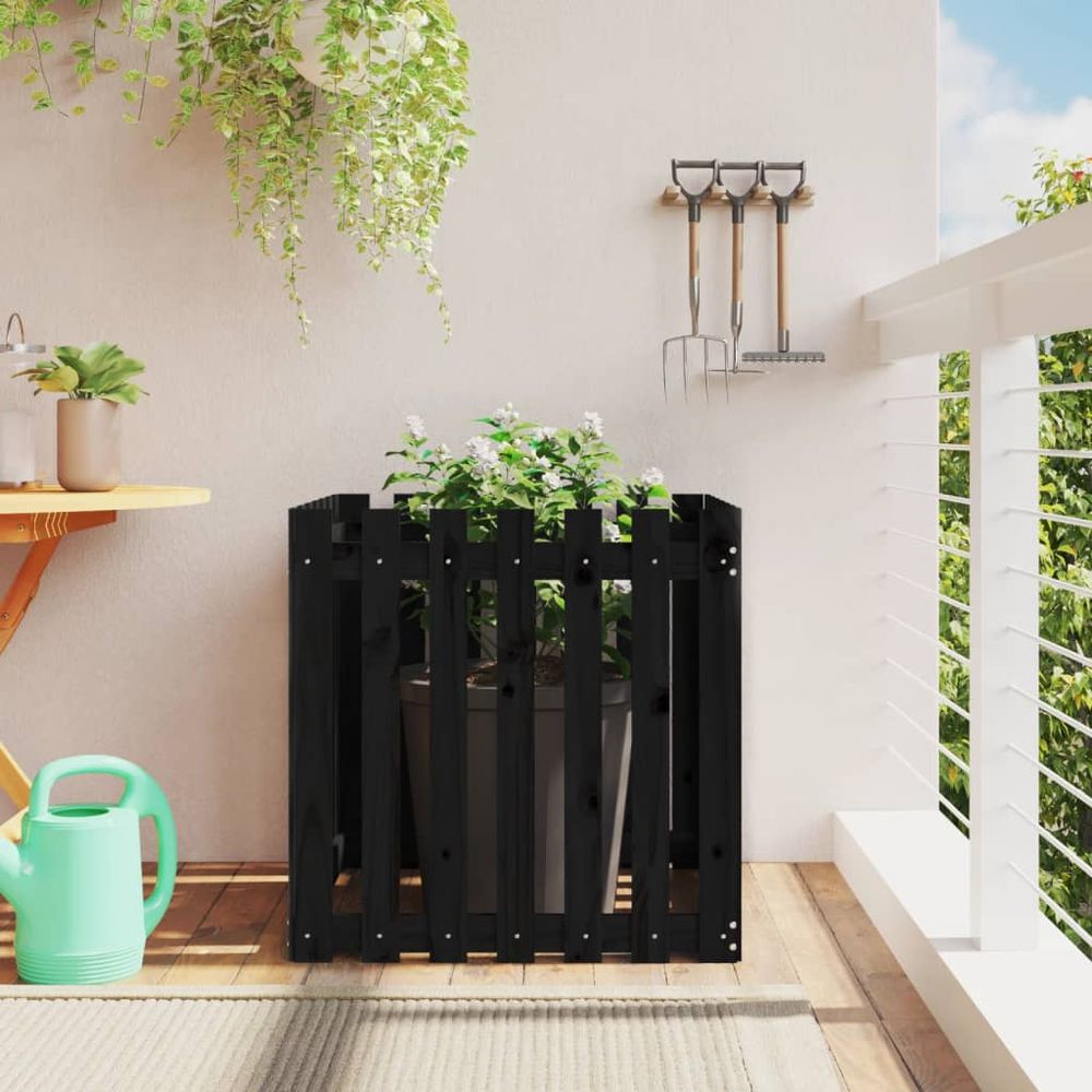 Bac à fleurs géant 70cm en pin massif finition noire