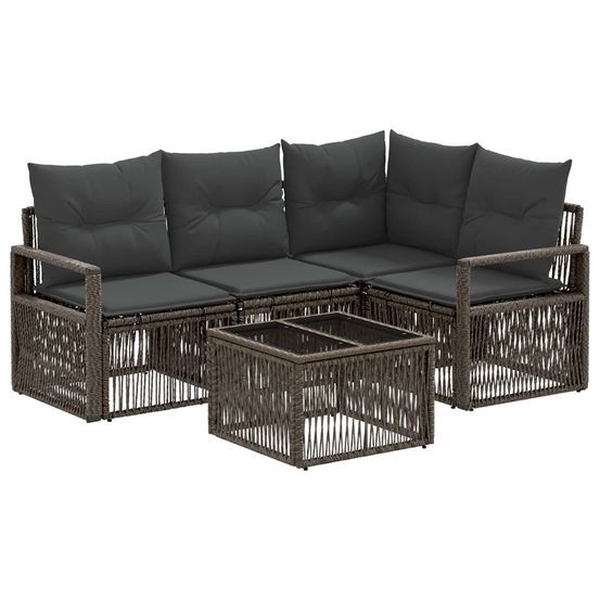 Ensemble de canapé de jardin 5 pc gris polyrotin