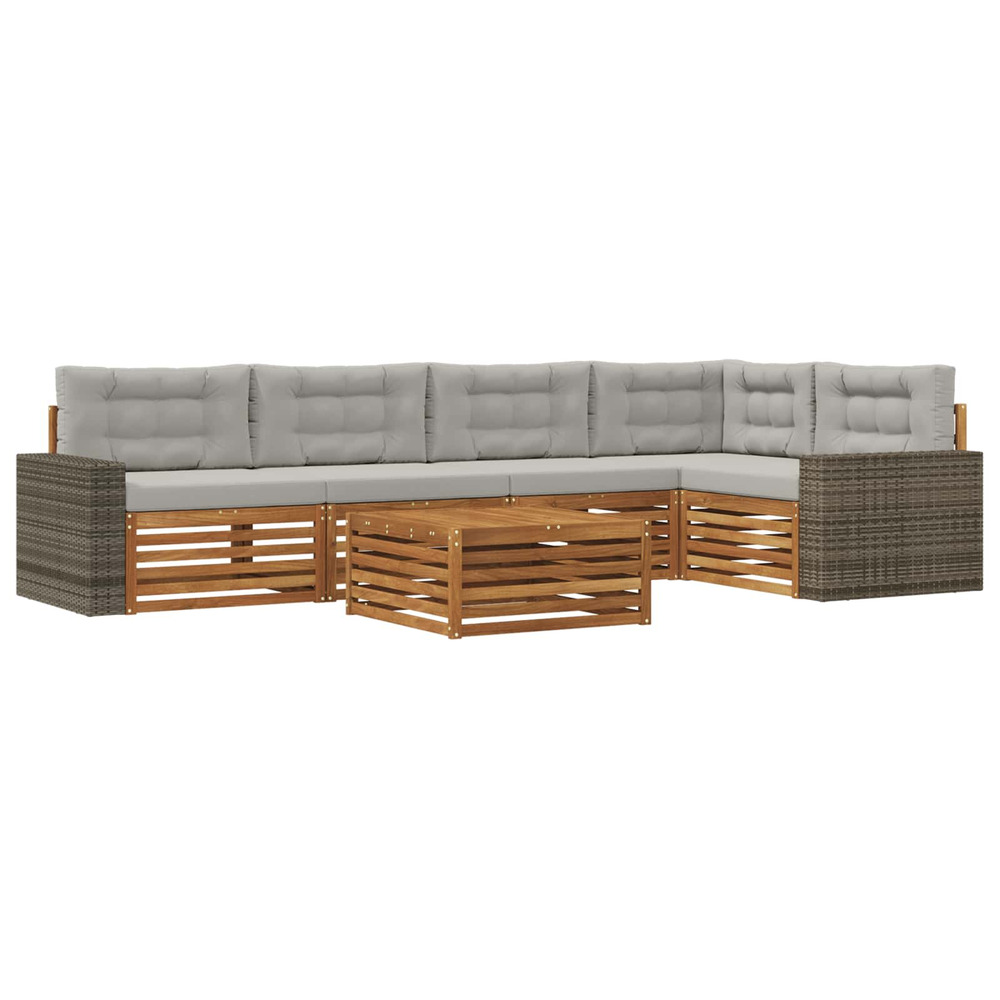 Ensemble de canapés d'extérieur 6 pcs naturel et gris clair