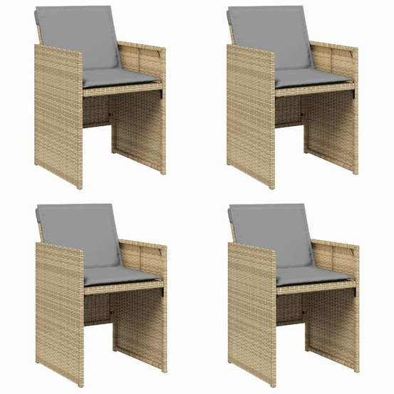 Chaises de jardin avec coussins lot de 4 mélange beige