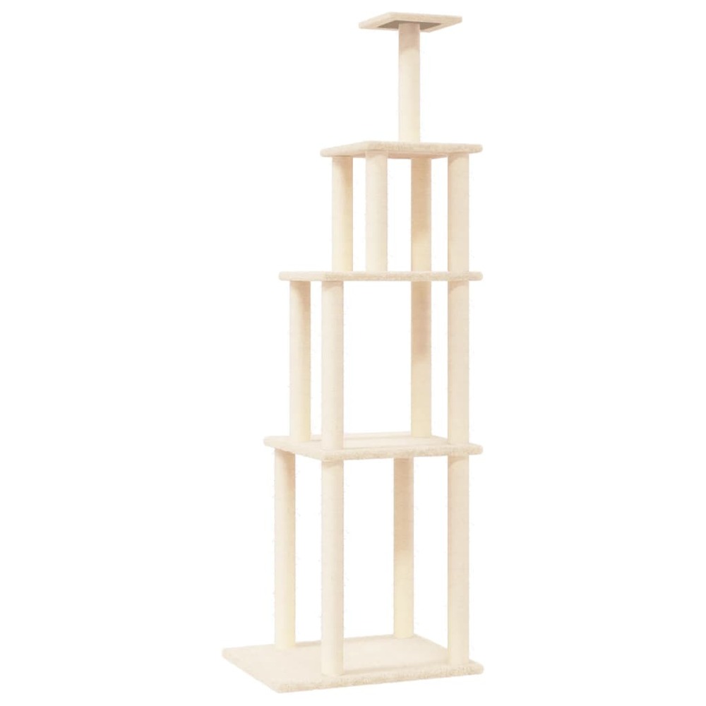 Arbre à chat meuble tour grimper jouet grattage grattoir escalade plateforme avec griffoirs en sisal 183 cm crème