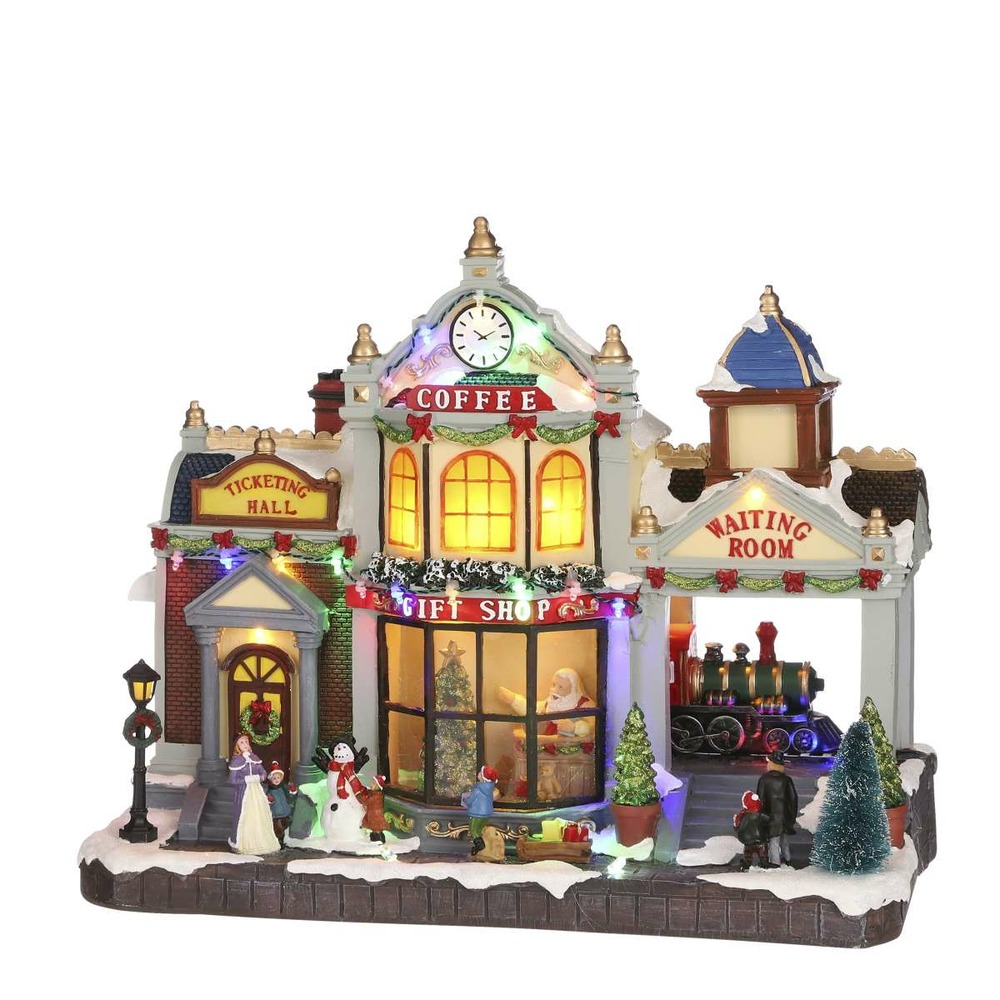 Luville village de noël treinstation 41x18.5x34.5 cm pe mutli Truffaut