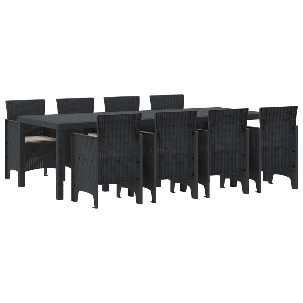 Ensemble de salle à manger pour jardin 9 pcs anthracite