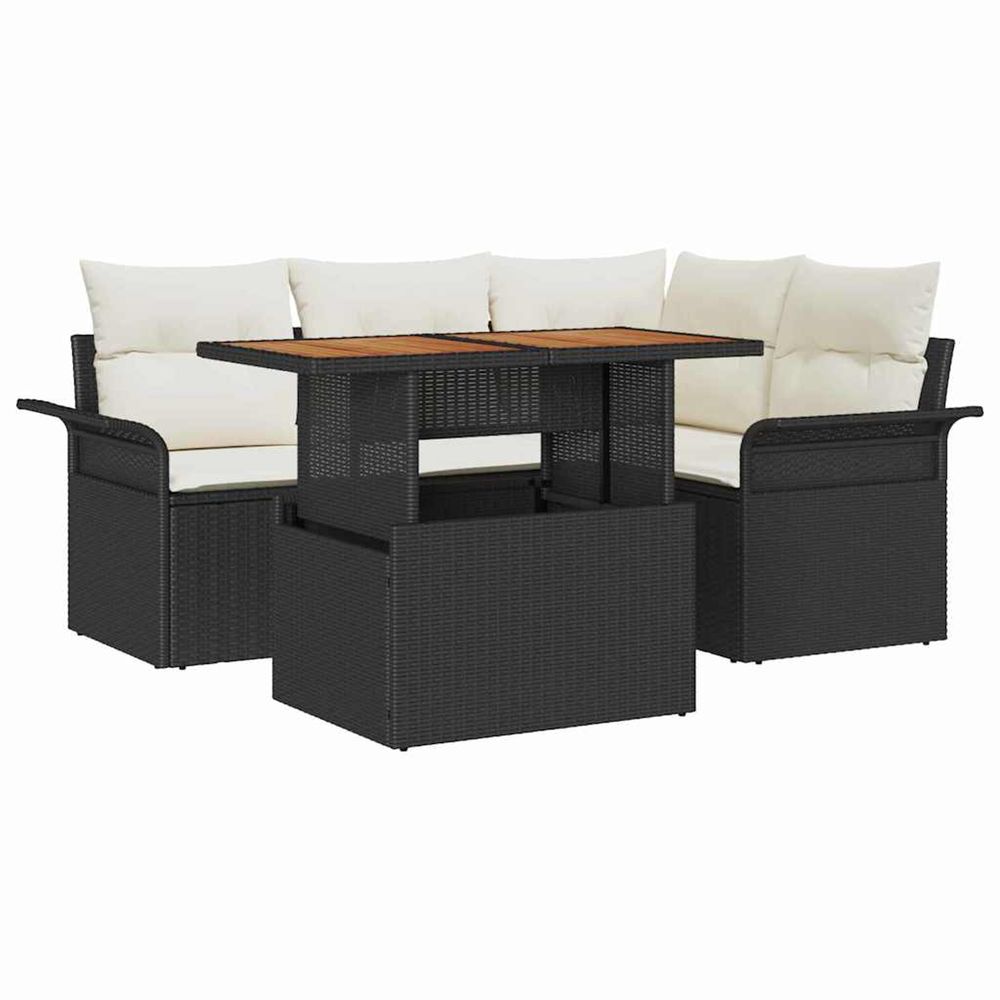 Ensemble de canapé de jardin 5 pc noir poly rotin