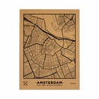 Carte en liège - woody map natural amsterdam / 90 x 60 cm / noir / sans cadre