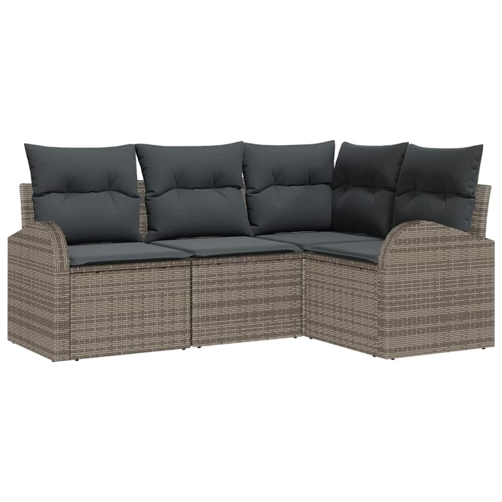 Ensemble de canapé de jardin 4 pc gris polyrotin