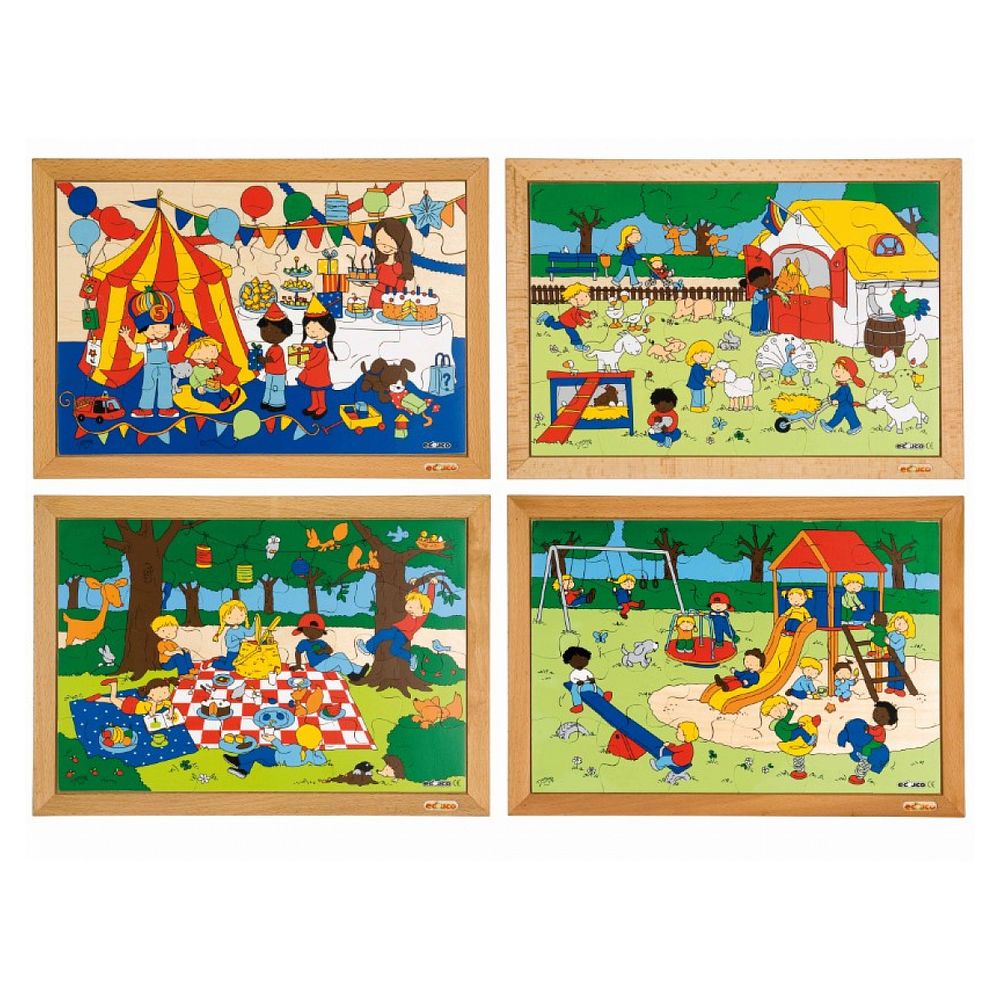 Puzzle d'activités des enfants: le lot de 4 puzzles - jeu montessori