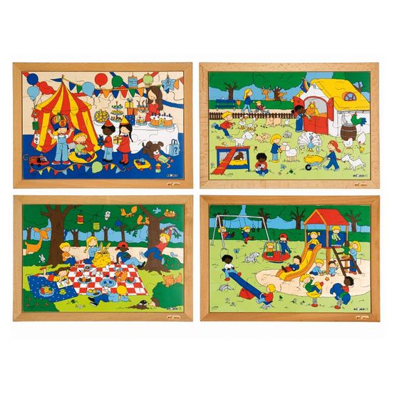 Puzzle d'activités des enfants: le lot de 4 puzzles - jeu montessori
