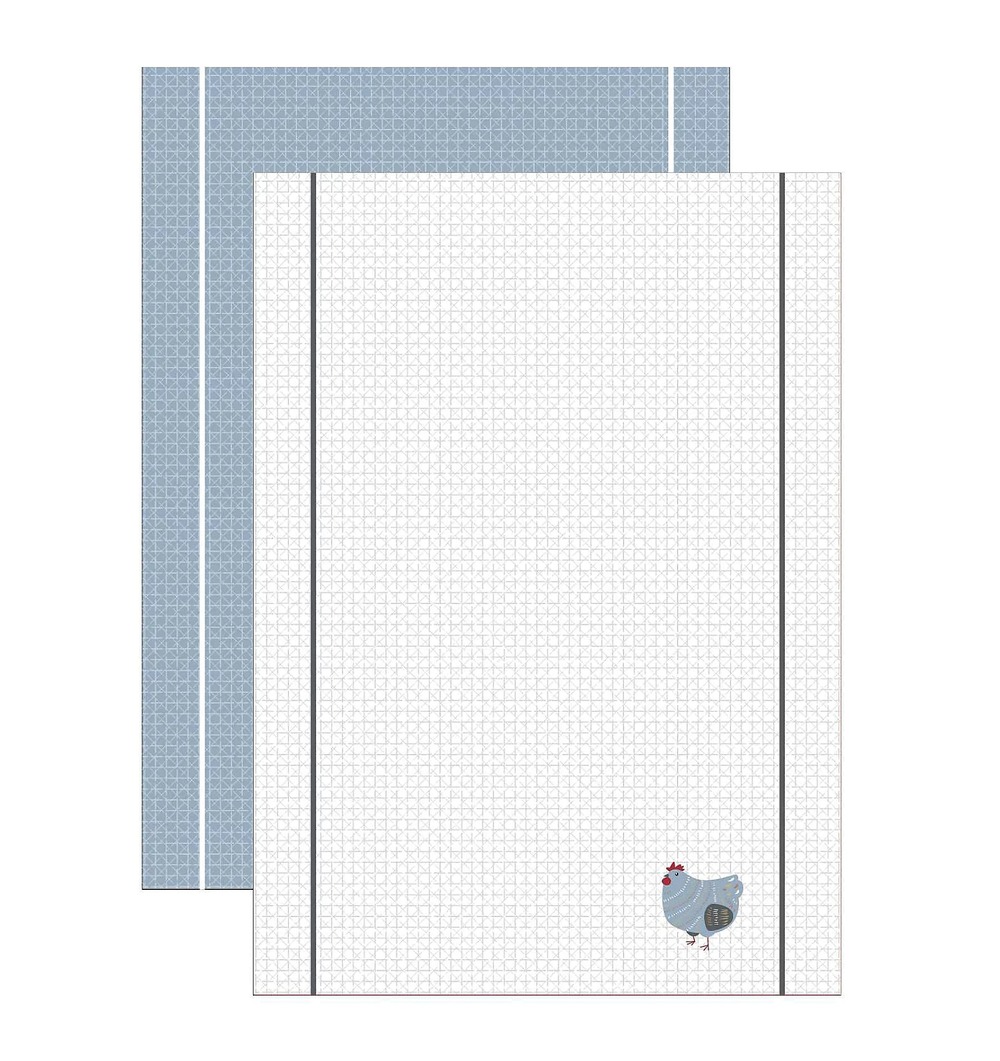 Lot de 2 torchons brodes petite poule