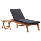 Transat chaise longue bain de soleil lit de jardin terrasse meuble d'extérieur avec table résine tressée et bois d'acacia mas