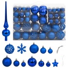 Ensemble de boules de noël 111 pièces bleu polystyrène