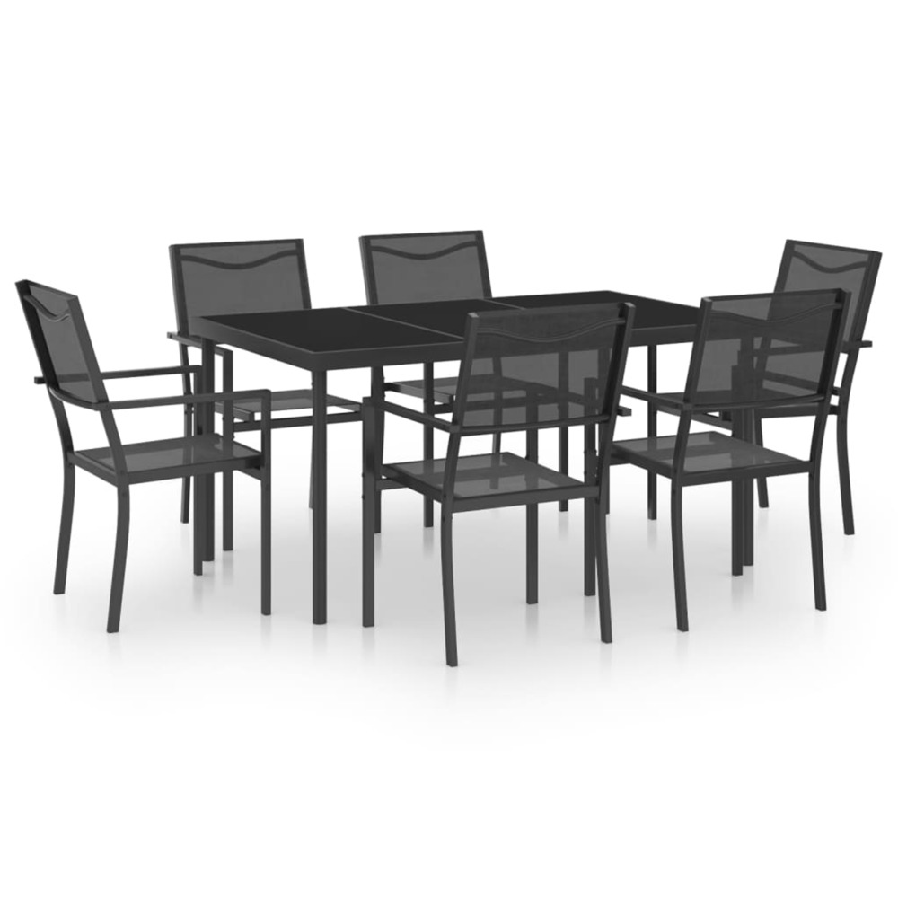 Mobilier de salle à manger d'extérieur 7 pcs acier
