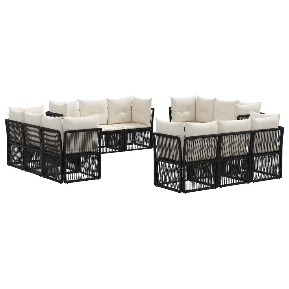 Ensemble de canapé de jardin 12 pc noir polyrotin