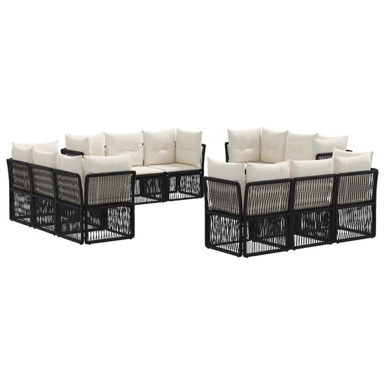 Ensemble de canapé de jardin 12 pc noir polyrotin
